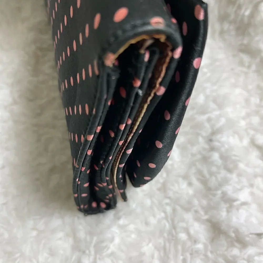 COPY - Betsey Johnson Satin Navy blue and pink polka dots Satin clutch with bow…